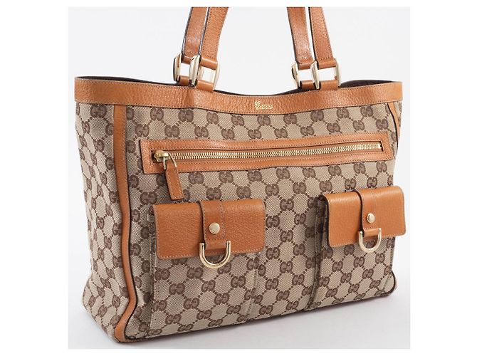 Borsa Tote Gucci Abbey Marrone in Tela GG e Pelle - vista 7