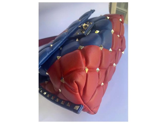 Borsa Valentino Garavani Candy Stud in pelle trapuntata blu e rossa Multicolore - vista 4