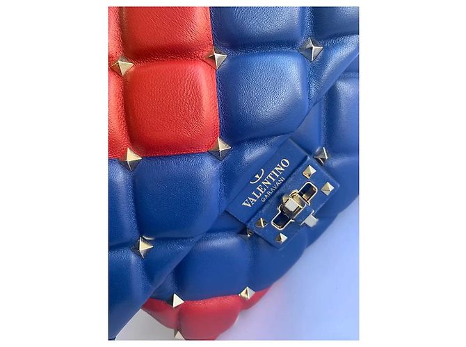 Borsa Valentino Garavani Candy Stud in pelle trapuntata blu e rossa Multicolore - vista 6