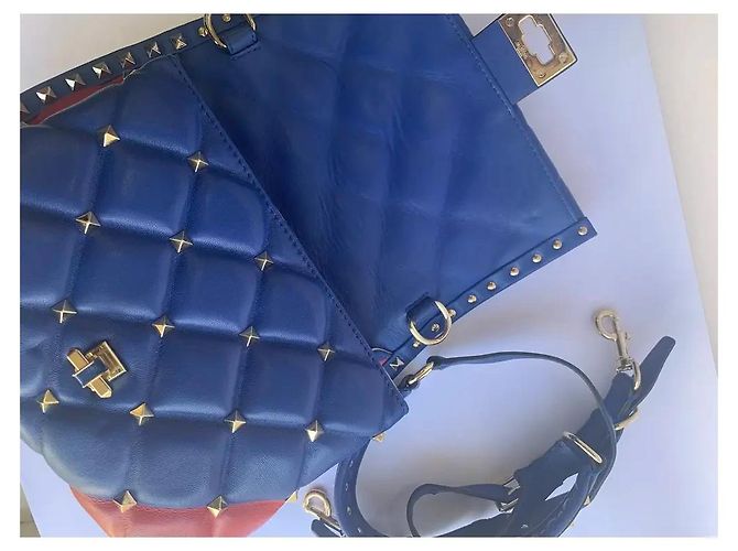 Borsa Valentino Garavani Candy Stud in pelle trapuntata blu e rossa Multicolore - vista 8