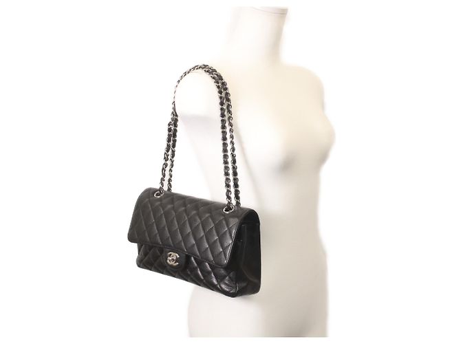 Borsa a Spalla Chanel Matelassé Double Flap Nero - vista 9