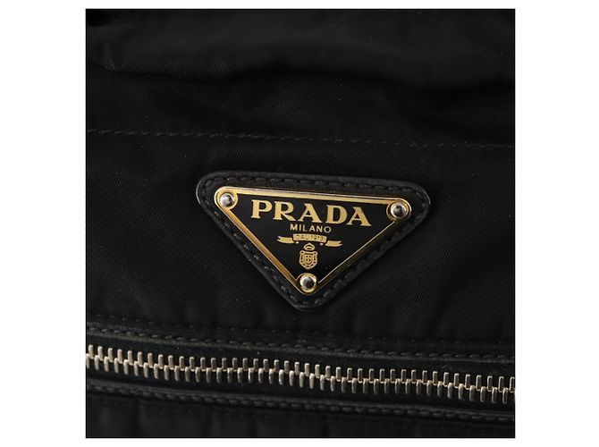 PRADA Borsa a Mano Nylon 2 vie Nero Oro Auth YKZ792 D'oro - vista 19