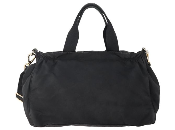 PRADA Borsa a Mano Nylon 2 vie Nero Oro Auth YKZ792 D'oro - vista 2