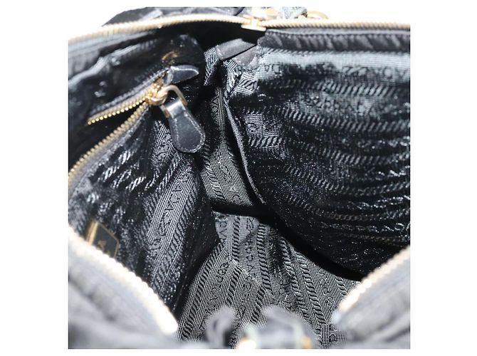 PRADA Borsa a Mano Nylon 2 vie Nero Oro Auth YKZ792 D'oro - vista 20