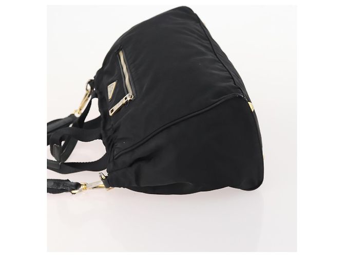 PRADA Borsa a Mano Nylon 2 vie Nero Oro Auth YKZ792 D'oro - vista 4