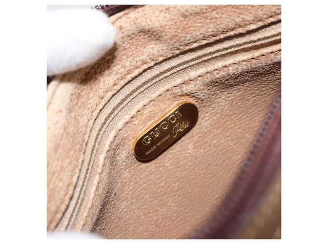 Borsa a Spalla GUCCI GG Plus Supreme PVC Beige Oro Auth ka3460 D'oro - vista 10