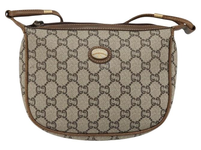 Borsa a Spalla GUCCI GG Plus Supreme PVC Beige Oro Auth ka3460 D'oro - vista 13