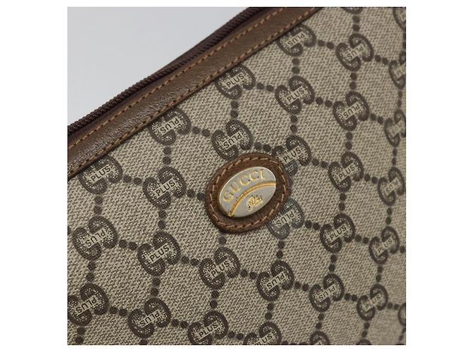 Borsa a Spalla GUCCI GG Plus Supreme PVC Beige Oro Auth ka3460 D'oro - vista 18