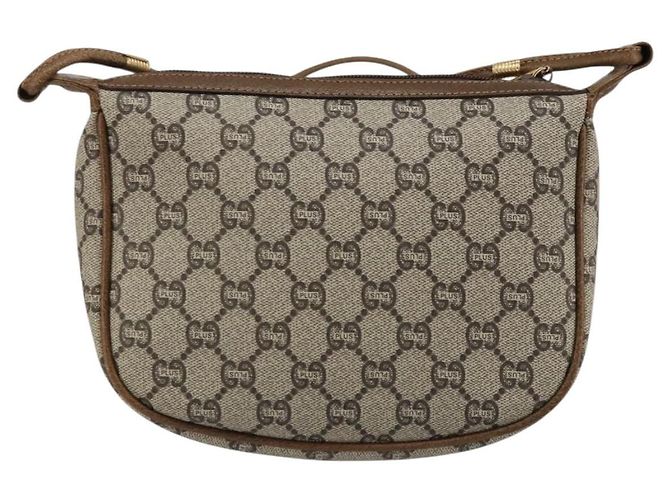 Borsa a Spalla GUCCI GG Plus Supreme PVC Beige Oro Auth ka3460 D'oro - vista 2