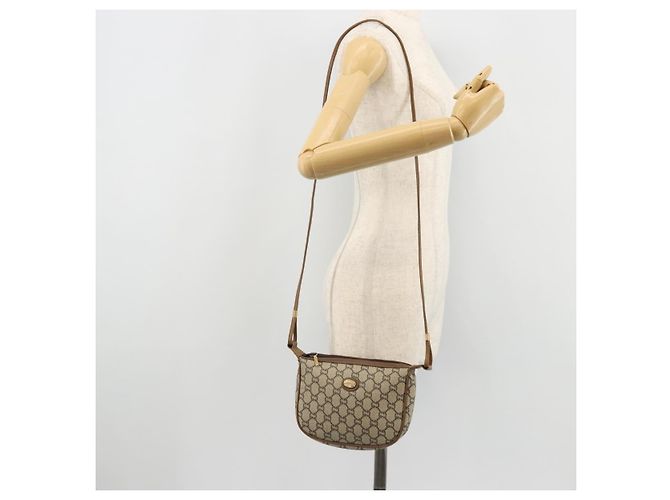 Borsa a Spalla GUCCI GG Plus Supreme PVC Beige Oro Auth ka3460 D'oro - vista 22