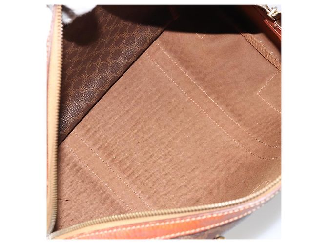 Céline CELINE Macadam Canvas Hand Bag PVC Leather Brown Gold Auth ka3635 Golden - view 11