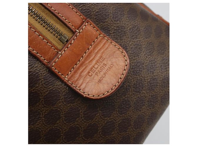 Céline CELINE Macadam Canvas Hand Bag PVC Leather Brown Gold Auth ka3635 Golden - view 12