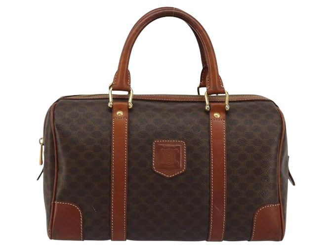 Céline CELINE Macadam Canvas Hand Bag PVC Leather Brown Gold Auth ka3635 Golden - view 13