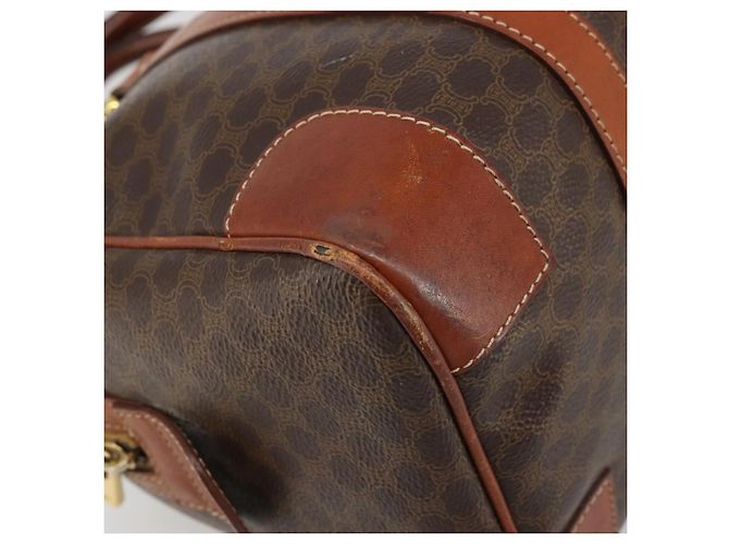 Céline CELINE Macadam Canvas Hand Bag PVC Leather Brown Gold Auth ka3635 Golden - view 14