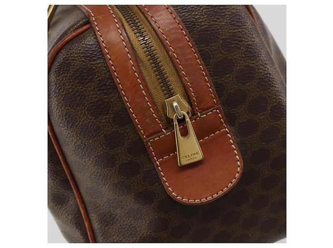 Céline CELINE Macadam Canvas Hand Bag PVC Leather Brown Gold Auth ka3635 Golden - view 17
