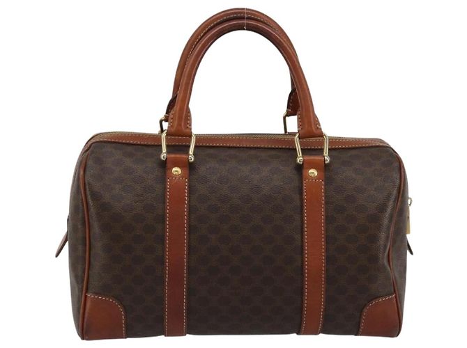 Céline CELINE Macadam Canvas Hand Bag PVC Leather Brown Gold Auth ka3635 Golden - view 2