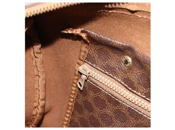 Céline CELINE Macadam Canvas Hand Bag PVC Leather Brown Gold Auth ka3635 Golden - view 20