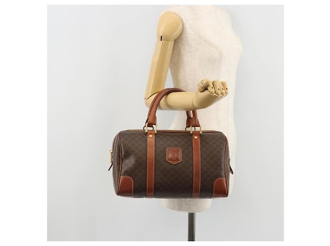 Céline CELINE Macadam Canvas Hand Bag PVC Leather Brown Gold Auth ka3635 Golden - view 22