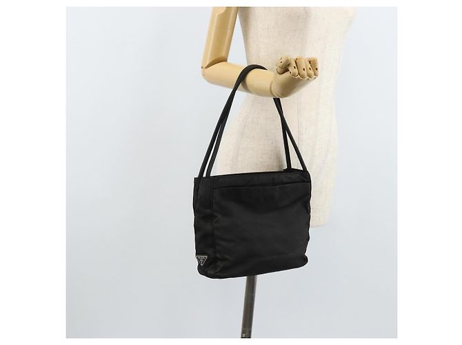 Prada Tote Bag aus schwarzem Nylon mit Silber authentisch 174562 - Ansicht 26