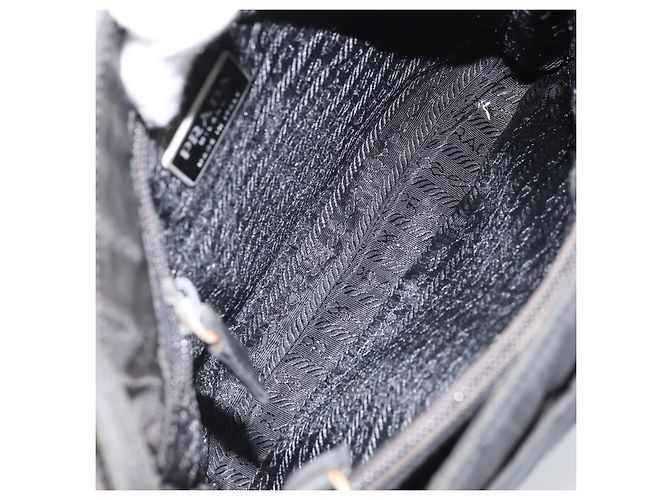 Prada Tote Bag aus schwarzem Nylon mit Silber authentisch 174562 - Ansicht 9