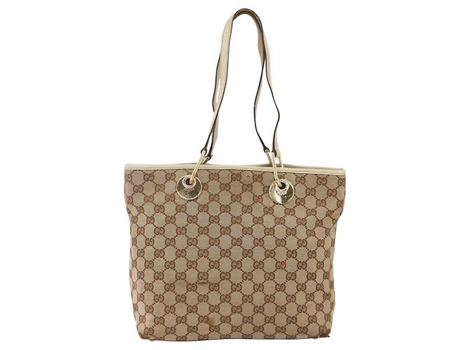 Borsa a mano GG Canvas Gucci Beige Oro 139552 Auth bs34241 D'oro - vista 13