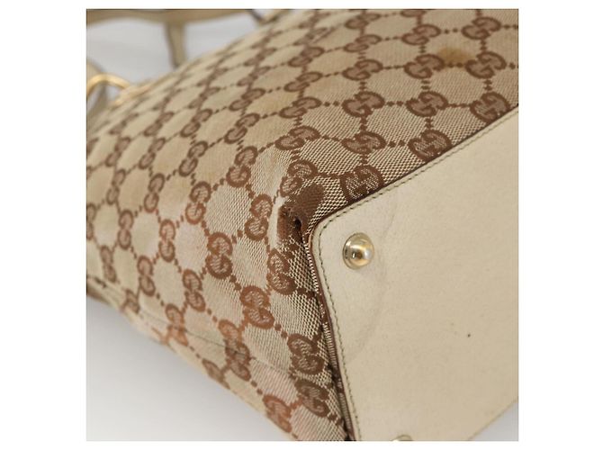 Borsa a mano GG Canvas Gucci Beige Oro 139552 Auth bs34241 D'oro - vista 14