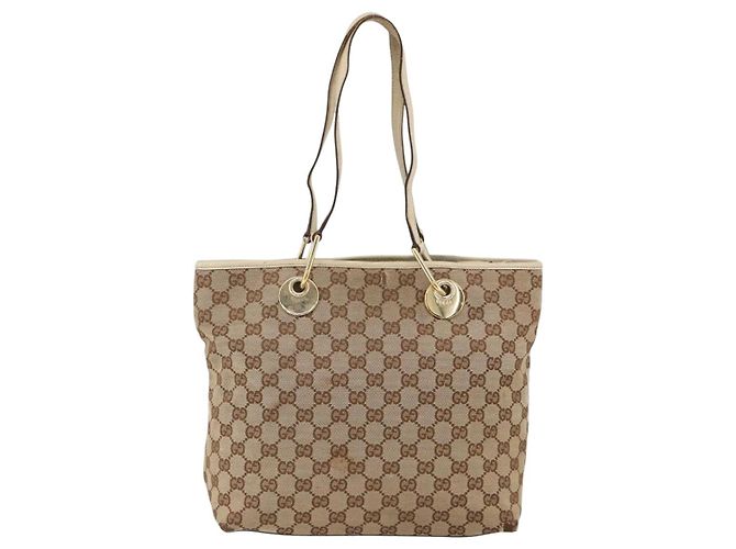 Borsa a mano GG Canvas Gucci Beige Oro 139552 Auth bs34241 D'oro - vista 2