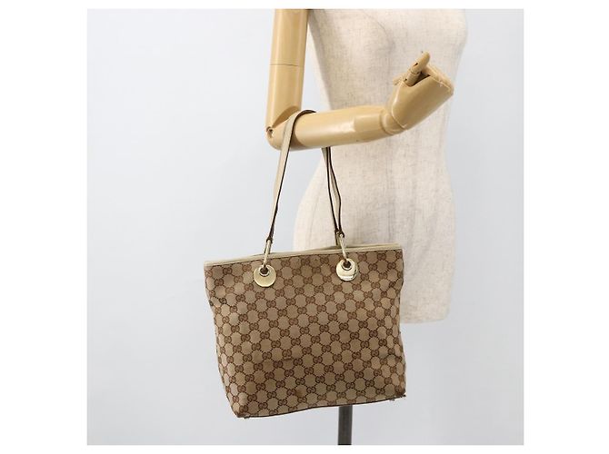 Borsa a mano GG Canvas Gucci Beige Oro 139552 Auth bs34241 D'oro - vista 22