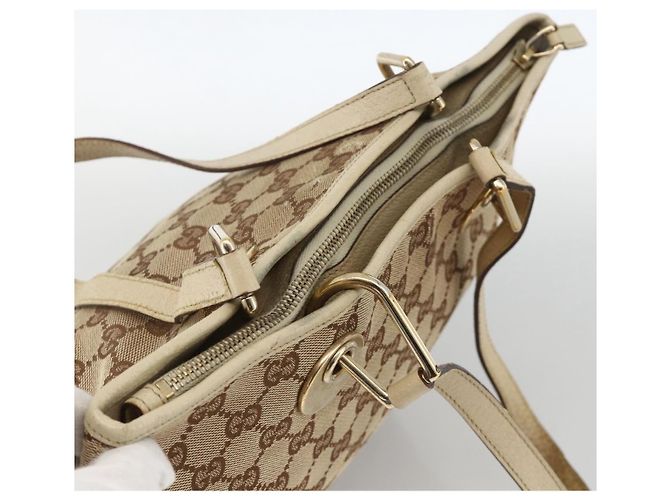 Borsa a mano GG Canvas Gucci Beige Oro 139552 Auth bs34241 D'oro - vista 6