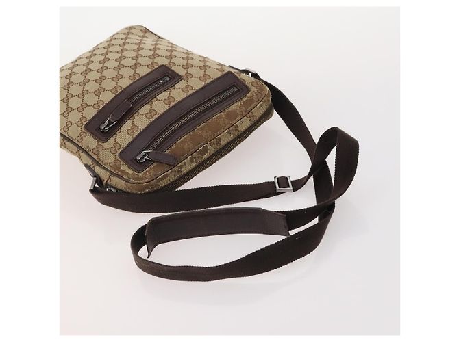 Borsa a Spalla in Tela GG Gucci in Pelle 3 Pezzi Nero Beige Auth bs34147 - vista 12