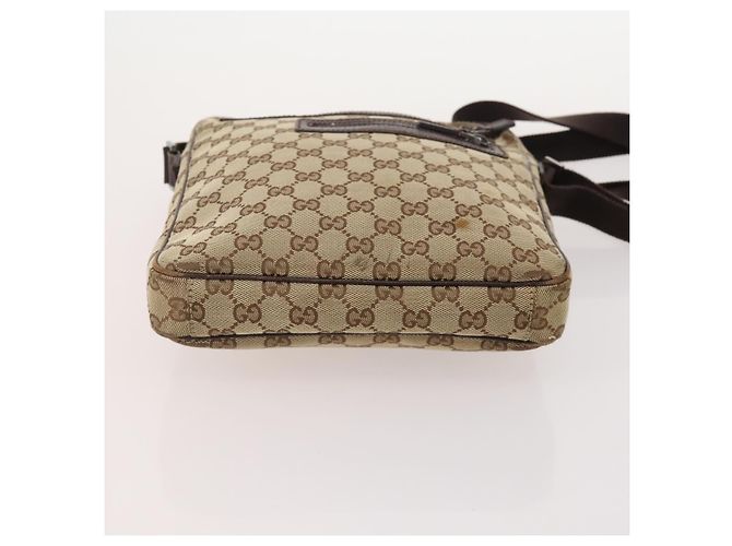Borsa a Spalla in Tela GG Gucci in Pelle 3 Pezzi Nero Beige Auth bs34147 - vista 14