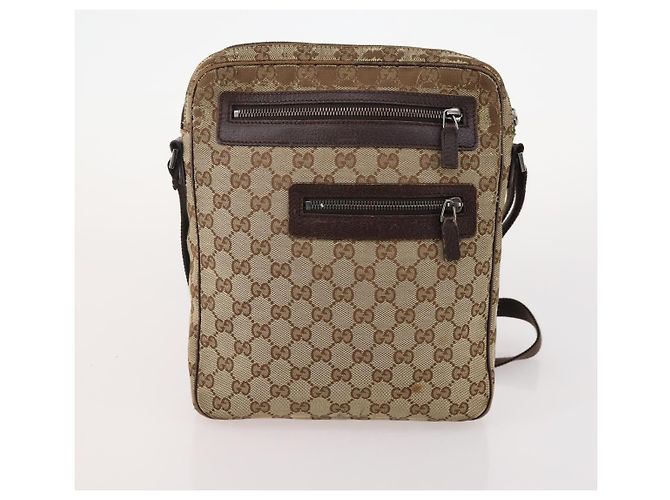 Borsa a Spalla in Tela GG Gucci in Pelle 3 Pezzi Nero Beige Auth bs34147 - vista 9