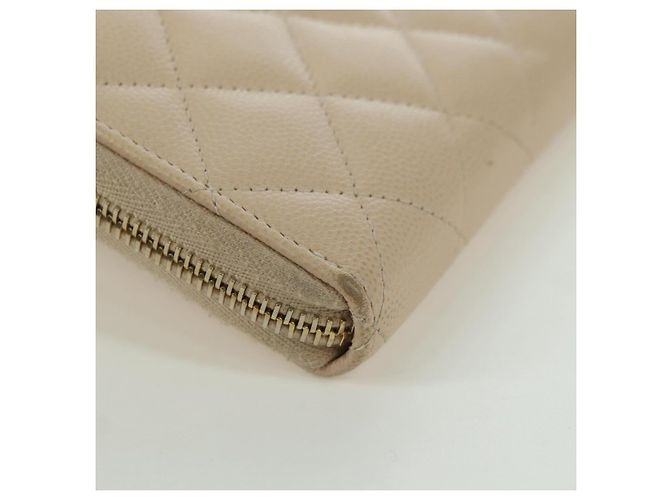 CHANEL Langer Geldbeutel Lammleder Beige Gold CC Auth 167178SAM Golden - Ansicht 16