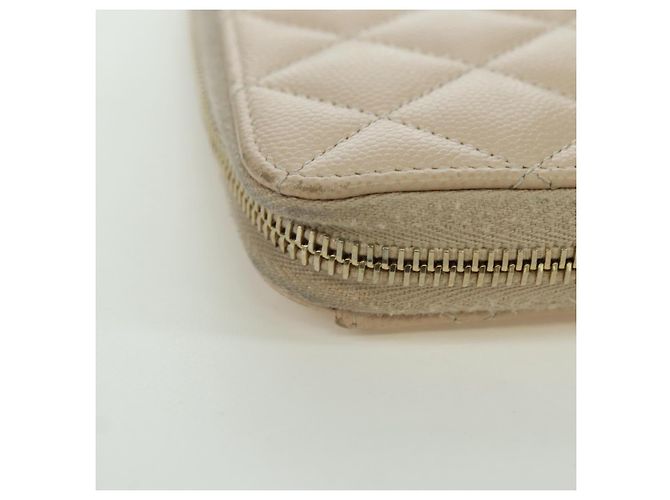 CHANEL Langer Geldbeutel Lammleder Beige Gold CC Auth 167178SAM Golden - Ansicht 18