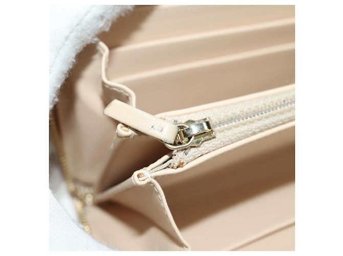 CHANEL Langer Geldbeutel Lammleder Beige Gold CC Auth 167178SAM Golden - Ansicht 22