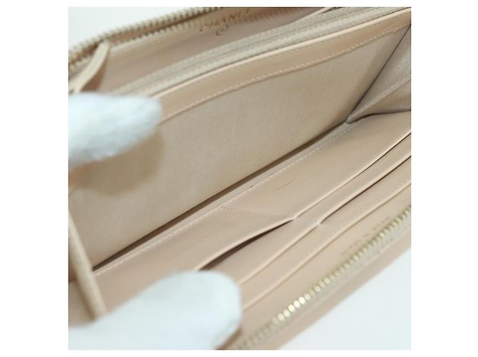 CHANEL Langer Geldbeutel Lammleder Beige Gold CC Auth 167178SAM Golden - Ansicht 23