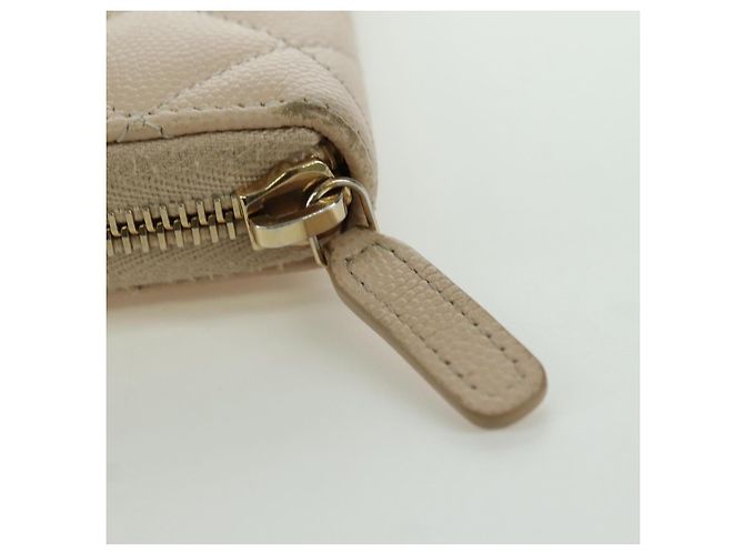 CHANEL Langer Geldbeutel Lammleder Beige Gold CC Auth 167178SAM Golden - Ansicht 7