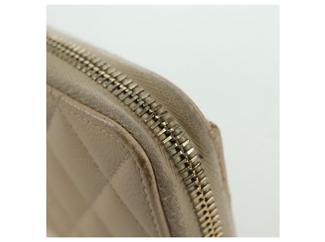 CHANEL Langer Geldbeutel Lammleder Beige Gold CC Auth 167178SAM Golden - Ansicht 9