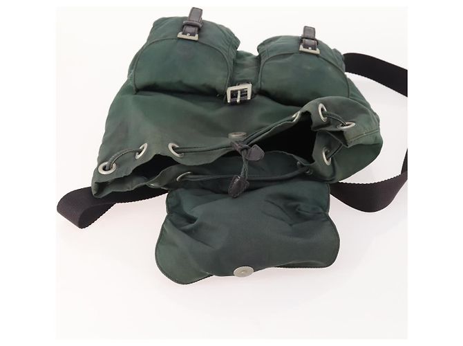 Zaino PRADA in nylon verde argento Auth YKZ295 - vista 10
