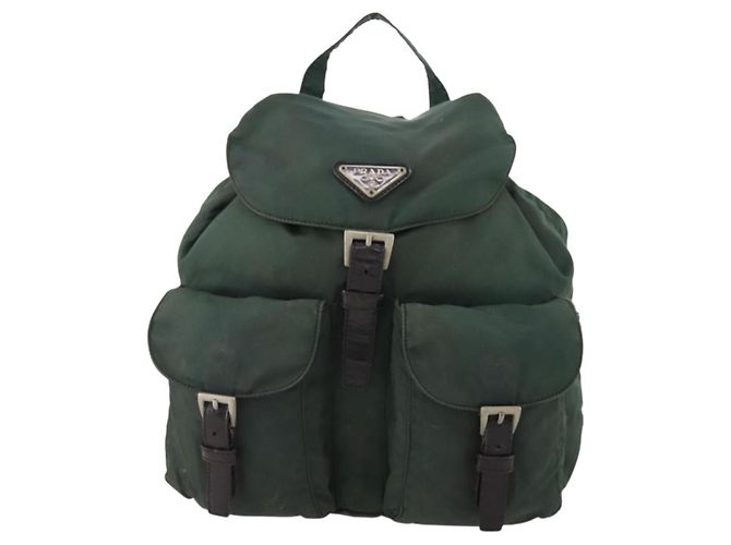 Zaino PRADA in nylon verde argento Auth YKZ295 - vista 13