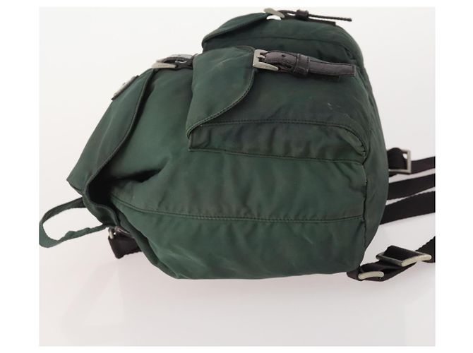 Zaino PRADA in nylon verde argento Auth YKZ295 - vista 4