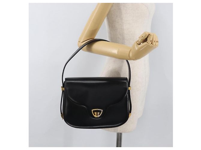 Borsa a mano GUCCI in pelle nera e oro Auth BAZ009 Nero D'oro - vista 24