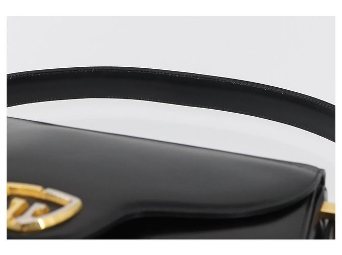 Borsa a mano GUCCI in pelle nera e oro Auth BAZ009 Nero D'oro - vista 8