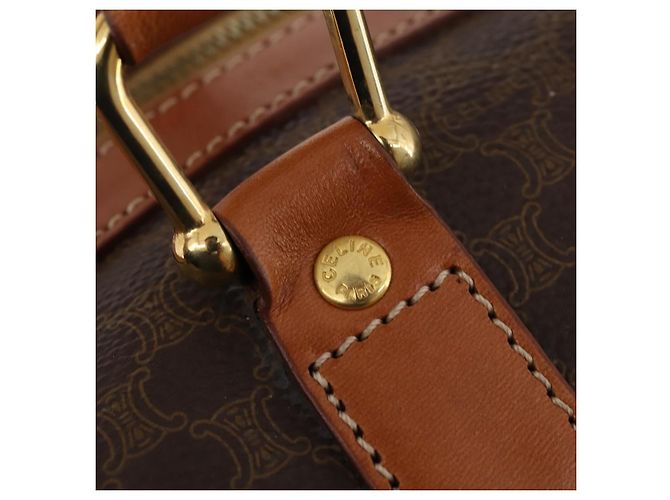 Céline Borsa Boston in tela Macadam CELINE in pelle PVC marrone oro Auth 174501 D'oro - vista 17