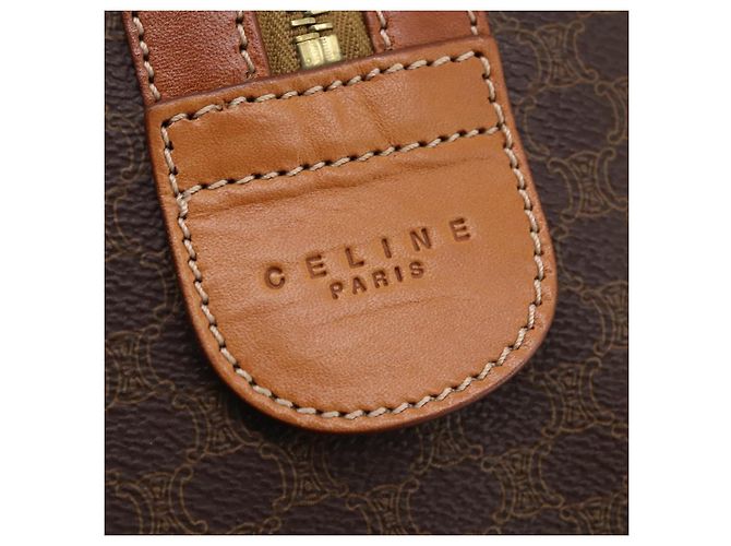 Céline Borsa Boston in tela Macadam CELINE in pelle PVC marrone oro Auth 174501 D'oro - vista 19