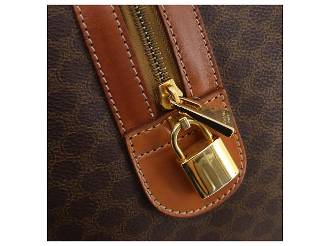 Céline Borsa Boston in tela Macadam CELINE in pelle PVC marrone oro Auth 174501 D'oro - vista 20