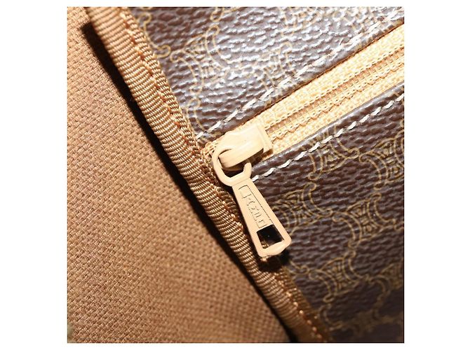 Céline Borsa Boston in tela Macadam CELINE in pelle PVC marrone oro Auth 174501 D'oro - vista 23