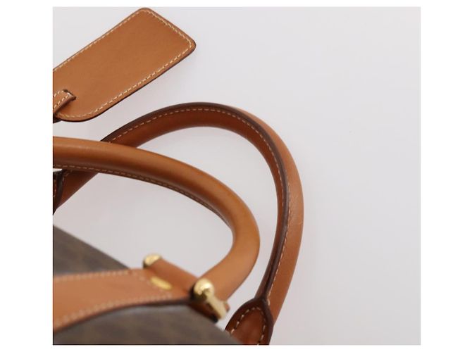 Céline Borsa Boston in tela Macadam CELINE in pelle PVC marrone oro Auth 174501 D'oro - vista 8