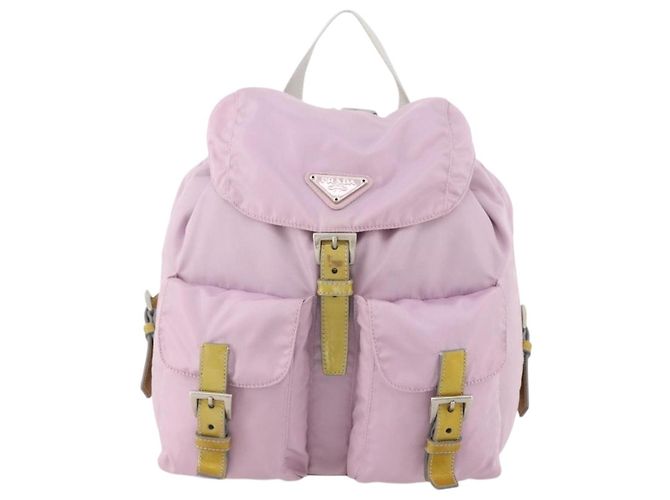 Zaino PRADA in nylon rosa argento Auth YKZ194 - vista 13