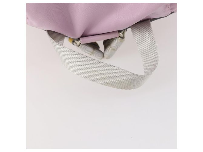 Zaino PRADA in nylon rosa argento Auth YKZ194 - vista 14